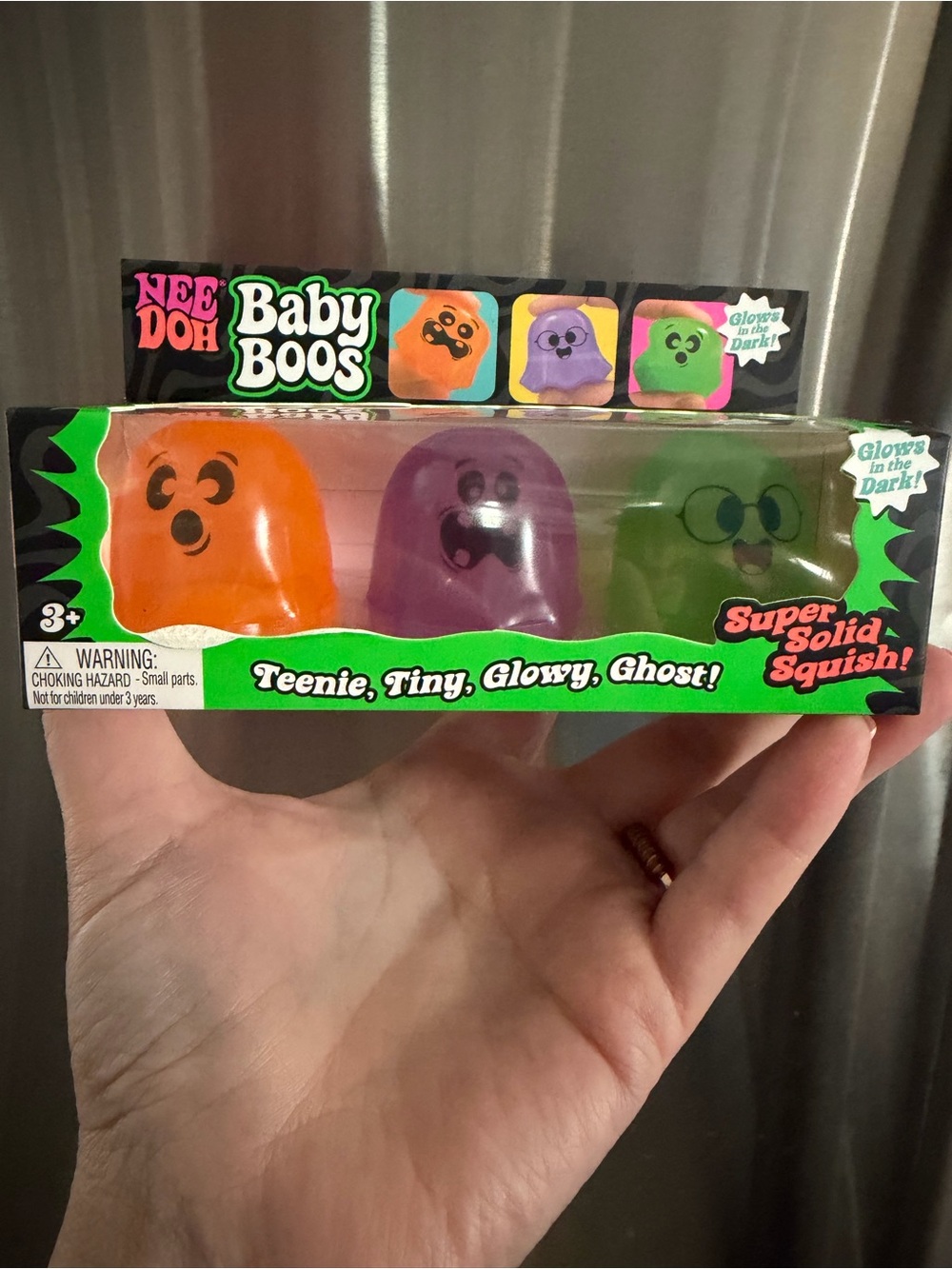 NeeDoh Baby Boos Glow-in-the-Dark Ghost Squish Set - Orange, Purple, Green